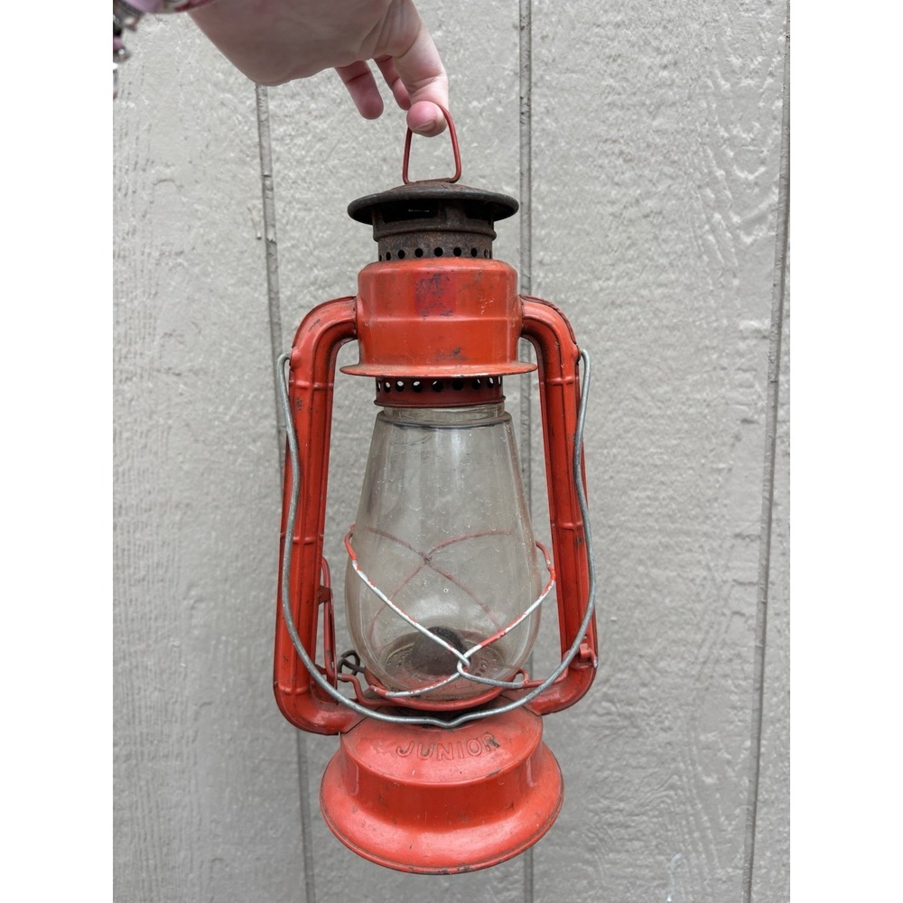 Vintage Dietz No. 20 Junior Red Lantern With Clear Globe